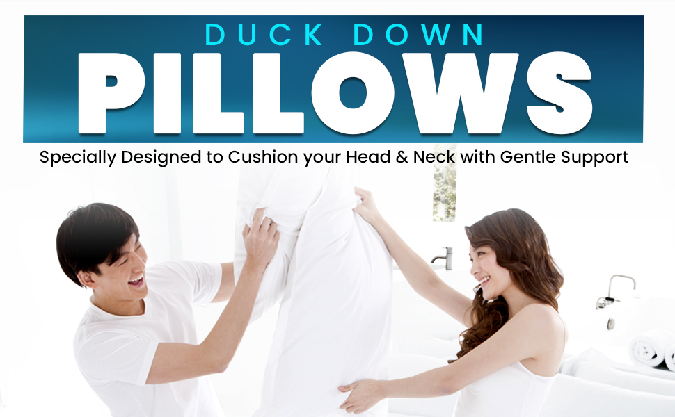 GC GAVENO CAVAILIA Duck Feather Pillows 2 Pack, Comfy Hotel Quality Pillow Pair, Washable Head