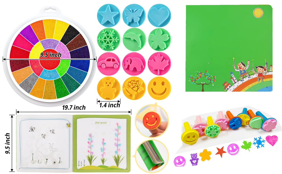 AM ANNA Funny Finger Painting Kit and Book, 25 Color Washable Finger