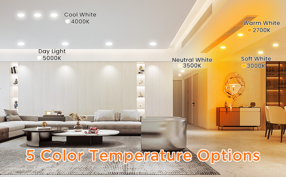 5 Color Temperature Options