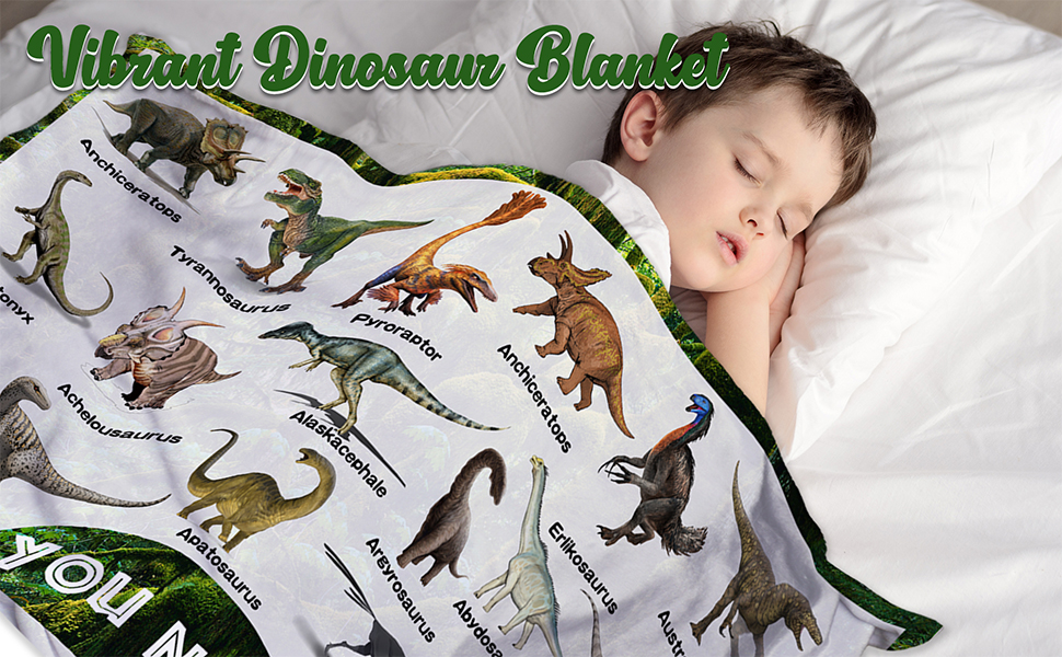 Personalized Dinosaur Blanket for Boys, Jurassic Dinosaurs