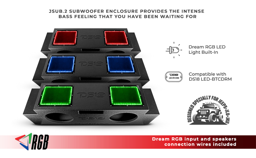 DS18 JSUB.2 Jeep Wrangler 2x12” Subwoofer Box for Jk & JKU