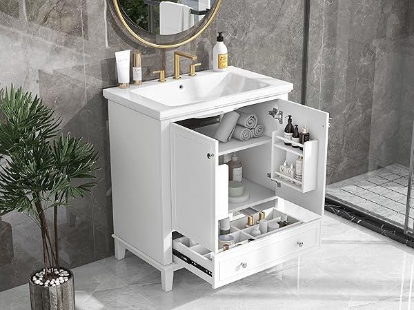 Amazon.com: 30 Inch White Bathroom Vanity with Sink,Modern