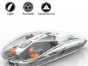 Wireless Bluetooth5.1&2.4G Mini Lightweight Mouse,Transparent Clear