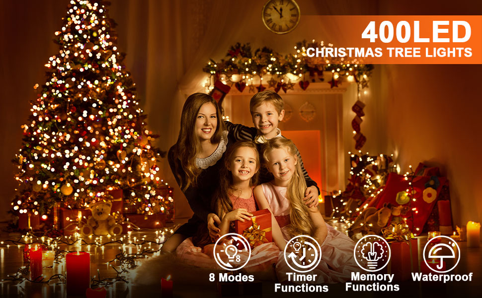 BOLWEO Weihnachtsbaum Lichterkette, 2m 400 LED Weihnachtsbeleuchtung