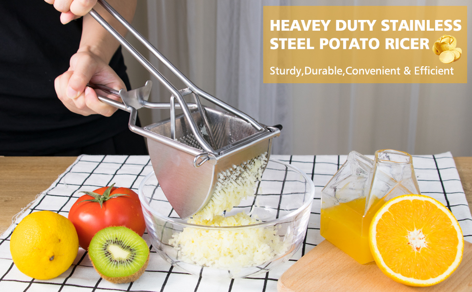YOSTAR Stainless Steel Potato Ricers, Heavy Duty Commercial Potato Ricer, Mashed Potatoes Masher