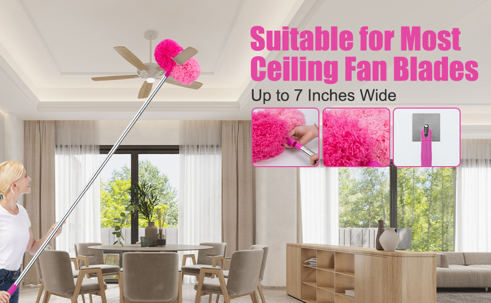CALBEAU Ceiling Fan Cleaner Duster with 60 inch Extension Pole, Dusters for Cleaning
