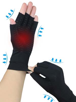 2 Pairs Compression Arthritis Gloves - Copper Infused Fingerless Glove for Carpal  Tunnel, RSI, Rheumatoid , Tendonitis, Hand Pain Relief, Computer Typing,  Support for Hand,Fit for Women & Men, Medium Medium (2 Pair) Black