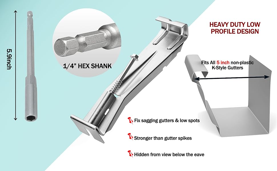 30 Pcs Hidden Gutter Hangers 5 Inch Aluminum Gutter Brackets with Pre