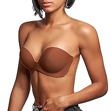 JUST BEHAVIOR Strapless Backless Sticky Invisible Push-up Self Adhesive Bras for Women