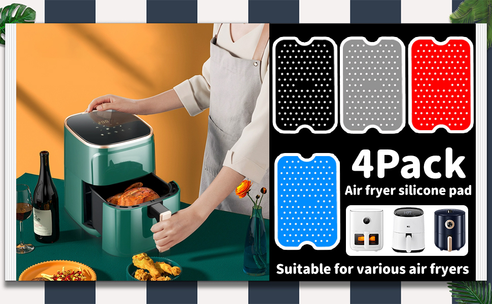 4 Pack Tower Air Fryer Accessories,5.1 x7.87' Silicone Air Fryer Liners