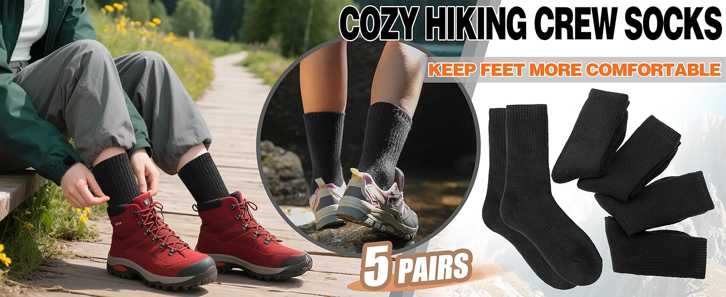 5 Pack Merino Wool Hiking Socks