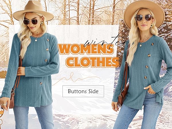 XIEERDUO Womens Long Sleeve Tops Fall Sweaters Tunic Tops