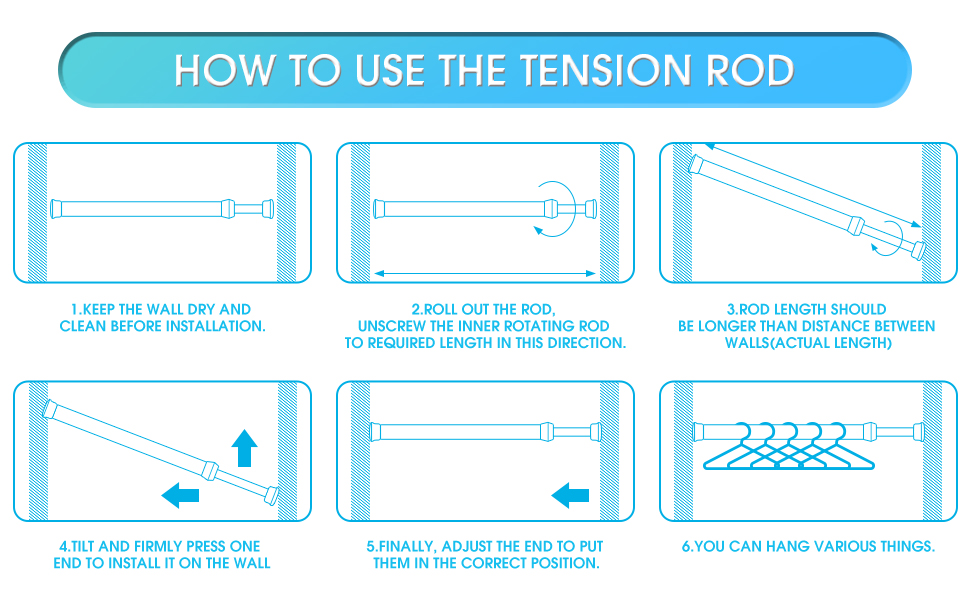 2Pack Tension Curtain Rod Cupboard Bars Extendable 15.728