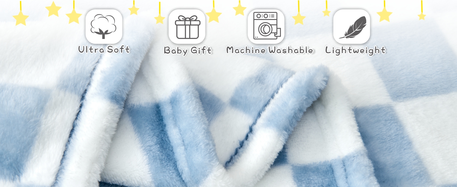 Checkered Baby Blanket for Girls Checkerboard Grid Pink Fleece Baby Blankets for Girls Boys