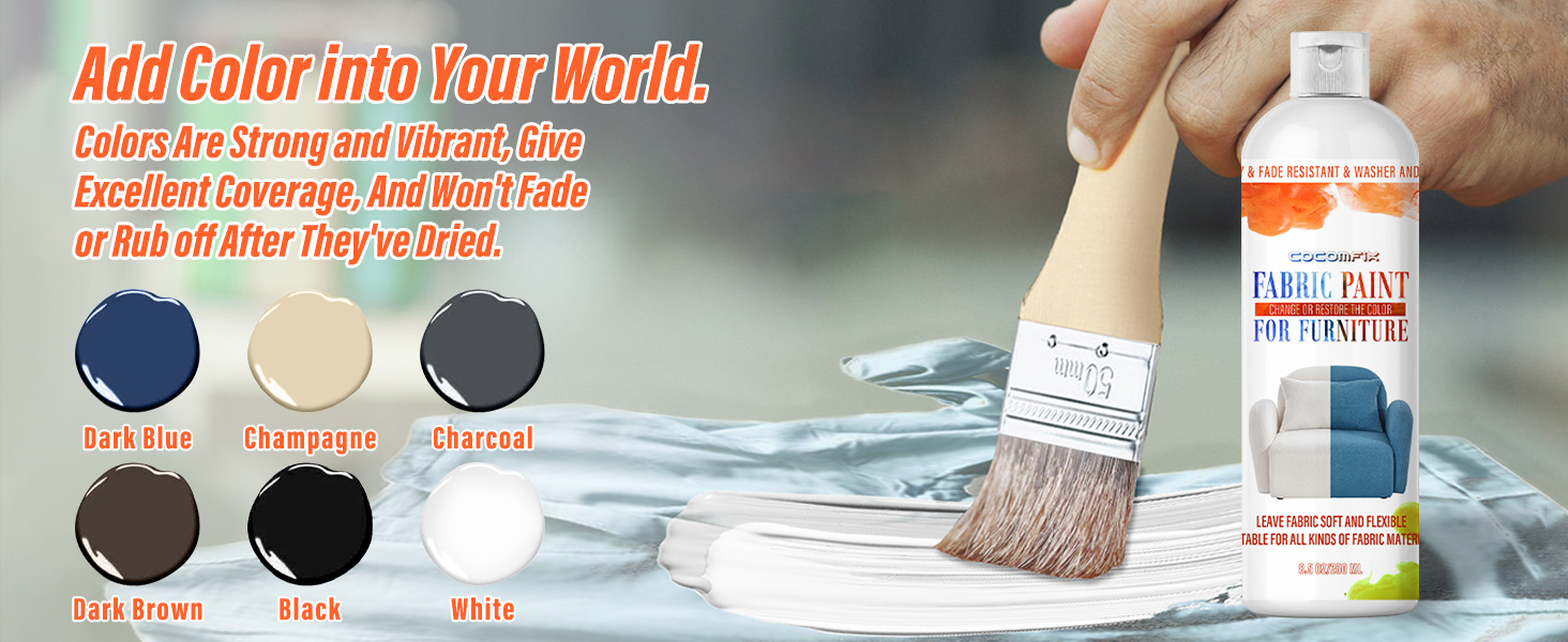 Fabric Paint, Black Fabric Paint for Furniture upholstery, Permanent & Colorfast