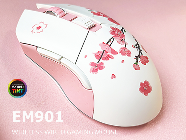 Amazon.com: DAREU Sakura Pink Wireless Wired Gaming Mouse