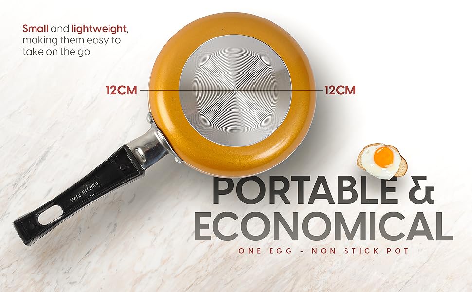 Swiftaza Mini Frying Pan 12cm One Egg Non Stick Pot, Multicoloured