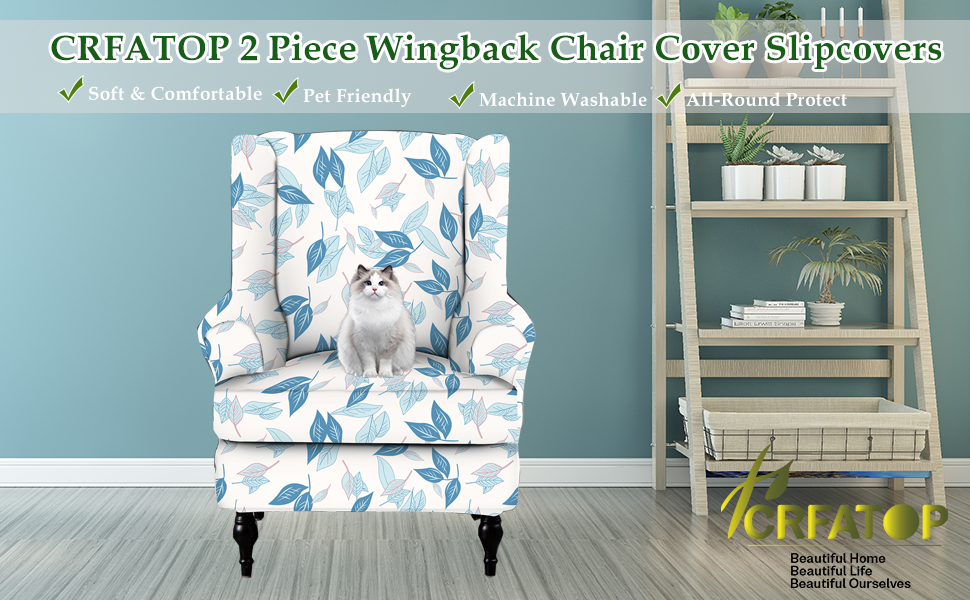 CRFATOP Wingback Chair Cover Slipcovers 2 Piece Stretch Wing Chair