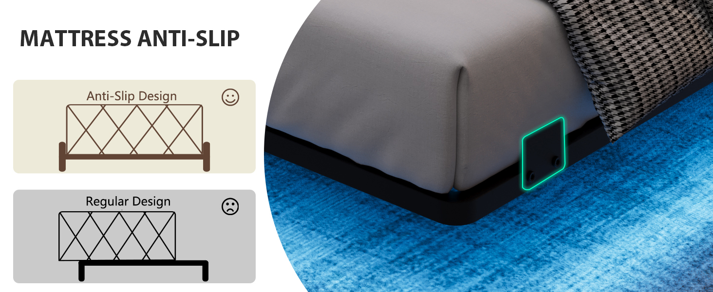 GarveeHome Floating Bed Frame Queen Size with Led Lights