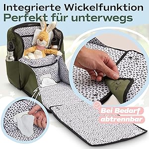 Wickelrucksack Wickeltasche Diaper bag Rucksack Baby Wickelunterlage Kinderwagenaufhängung