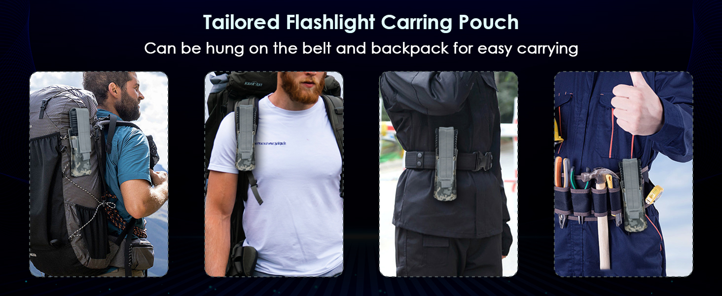 Hand Free Flashlight With Carring Pouch & Adjustable Tail Rope