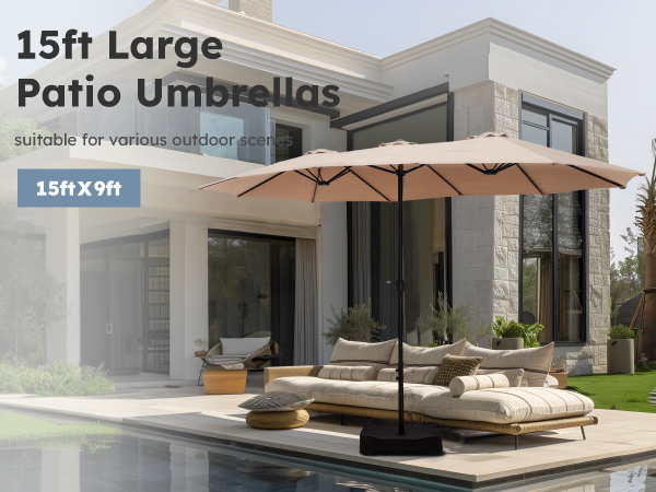 Amazon.com : MFSTUDIO 15ft Patio Umbrella with Base Included
