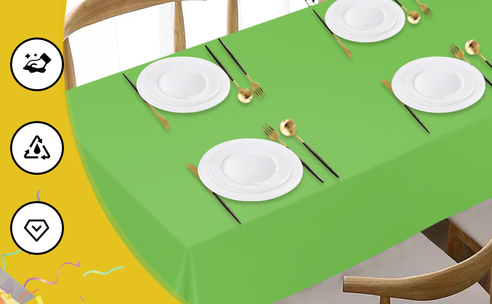 tujol Lime Green 6 Pack Plastic Table Cloth 54" x 108