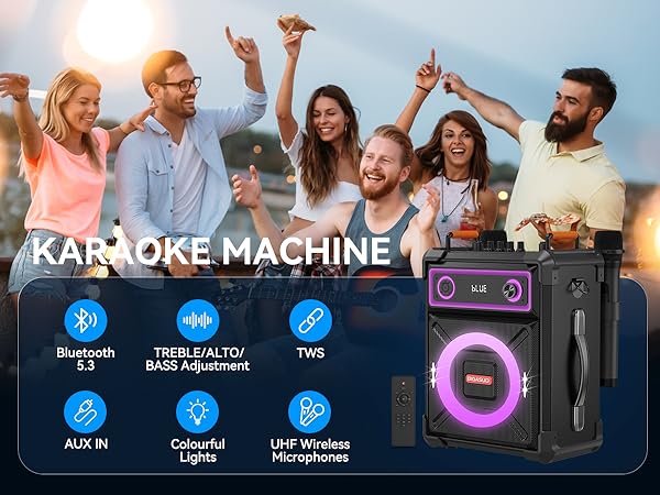 Amazon.com: BIGASUO Wooden Karaoke Machine with 2 UHF