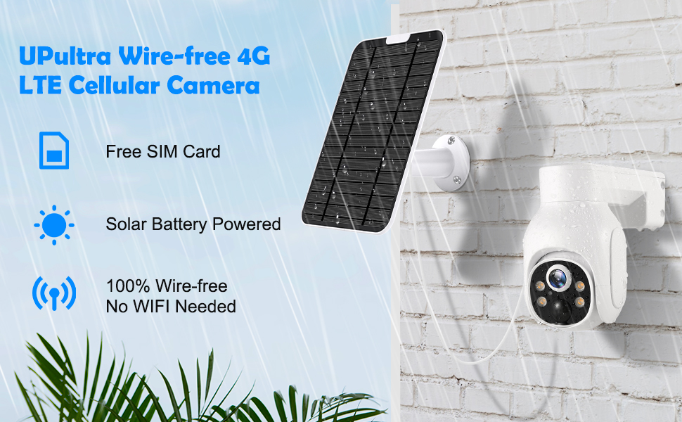UPULTRA 4G LTE Cellular Security Camera Wireless Outdoor, No WiFi Solar Powered