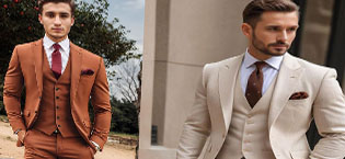 Beige Suit for Wedding Slim Fit 3 Pieces Formal Suits Sets