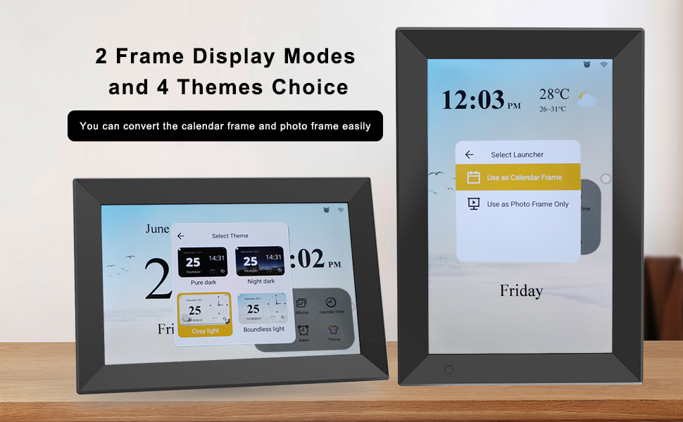 Digital Photo Frame WiFi 10.1 Inch, Digital Picture Frame with Digital Calendar and