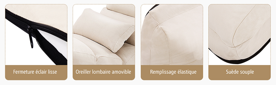 RELAX4LIFE Méridienne En Daim Réglable En 5 Positions 90°-180°et Oreiller, Chauffeuse 1 Place Convertible Rembourrée, Fauteuil Relaxant Au Sol Pour Bureau, Salon,Chambre, 175x55x20CM (Brun) 16 4