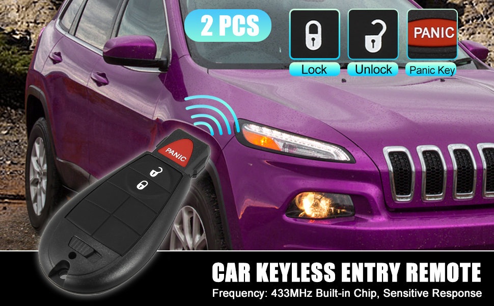 X AUTOHAUX 2pcs 433Mhz Keyless Entry Remote Car Key Fob for