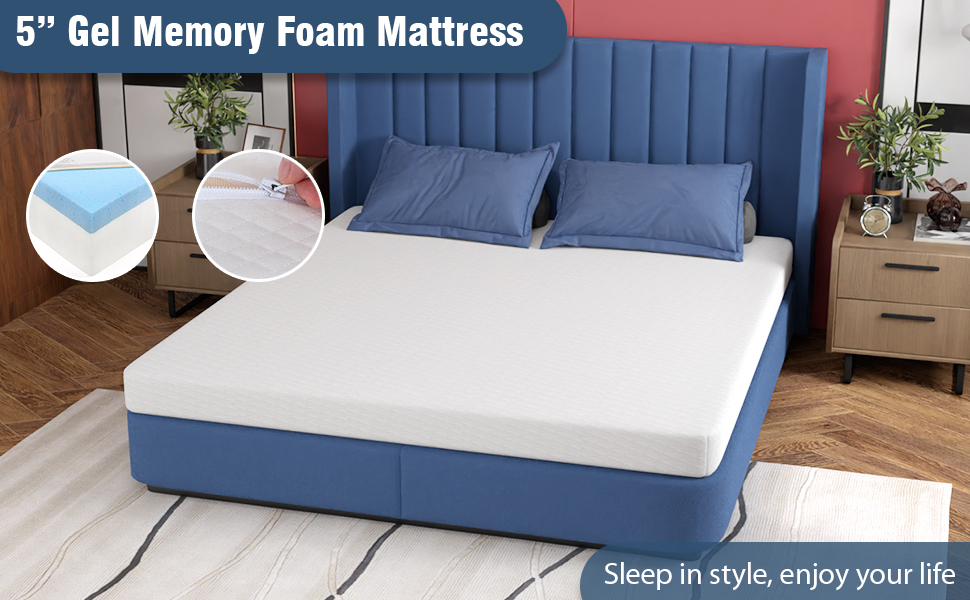 PayLessHere 5 Inch King Gel Memory Foam Mattress Fiberglass Free/CertiPURUS