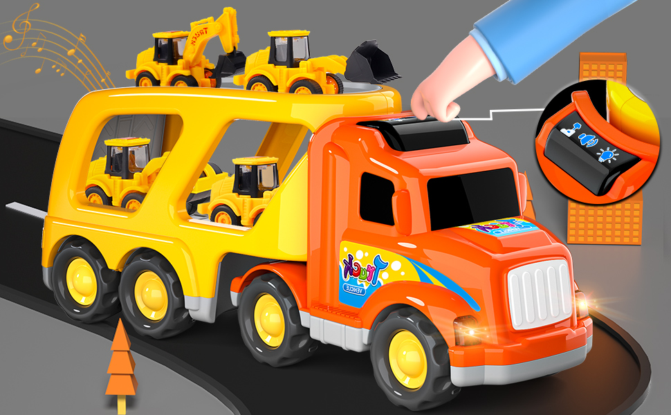 iHaHa Trucks Cars Toys for Boys Toddlers, 5 in 1 Construction Truck