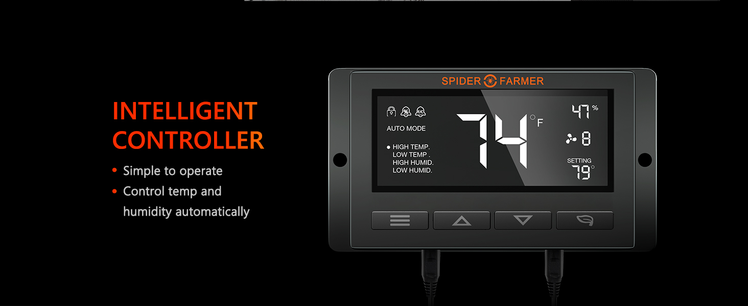 Spider Farmer 4 Inch Inline Duct Fan with Temperature Humidity Controller Ventilation Exhaust