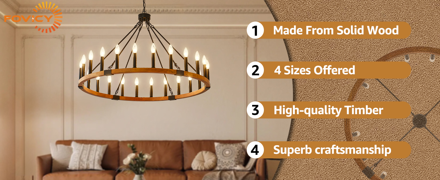 40 inch wood wagon wheel chandelier