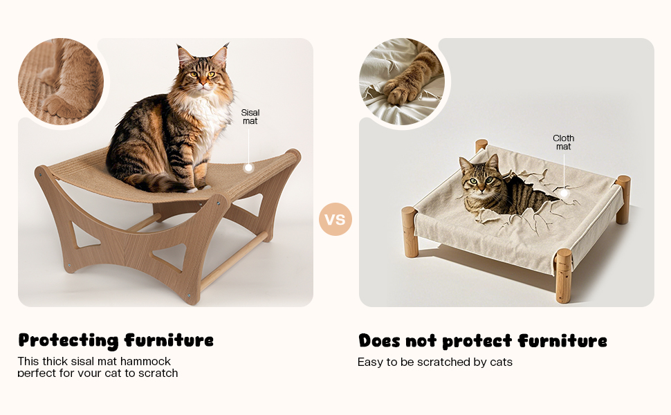 GreenPetopia Cat Hammock Bed with Sisal Scratching Mat