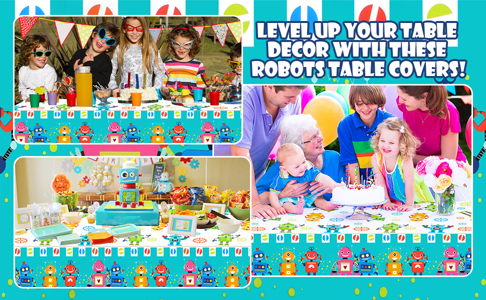 robot themed tablecloth