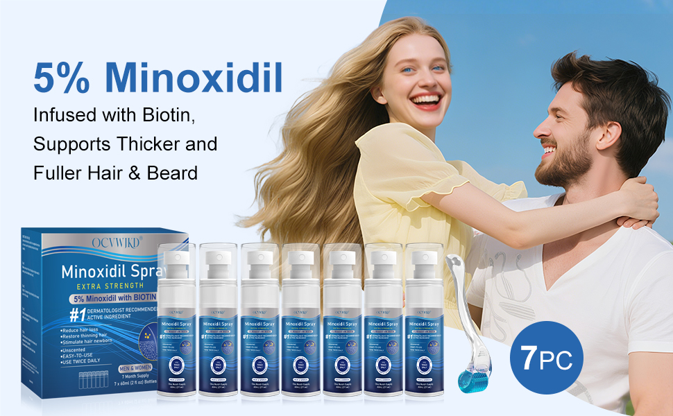 5% Minoxidil for Men and Women, Regrowth Serum, Extra Strength Spray for Hair Loss