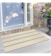 KILOCOCO Striped Rug 2.3'x3.6' Front Door Mat Outdoor Rugs Indoor Mat Hand Woven Cotton Washable ...