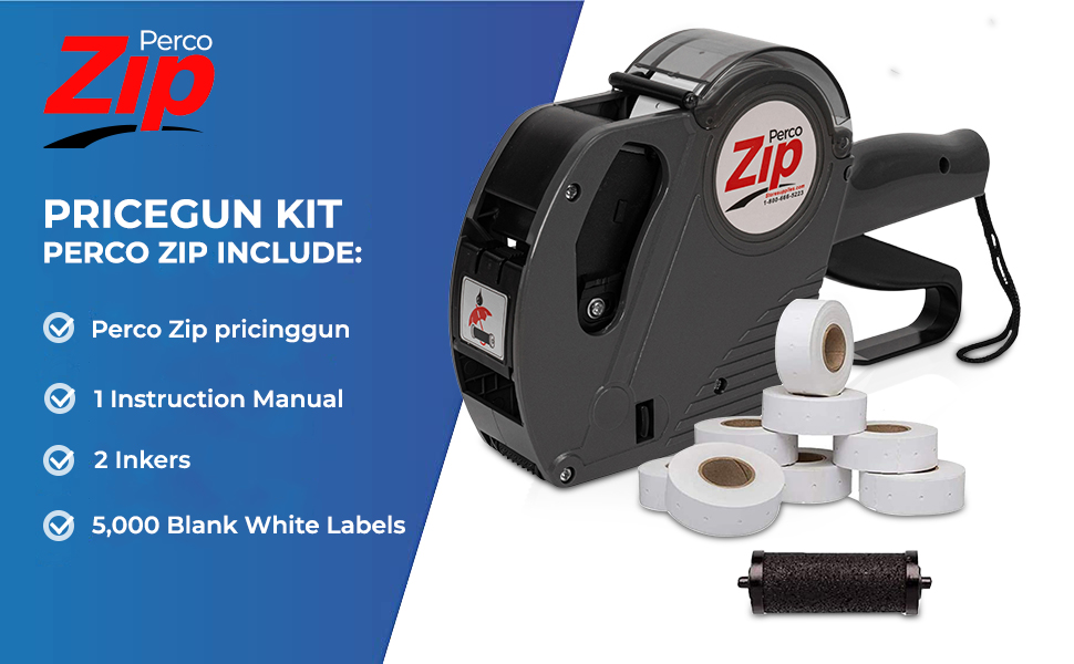 Perco Zip 1 Line Price Gun Kit with Labels Includes