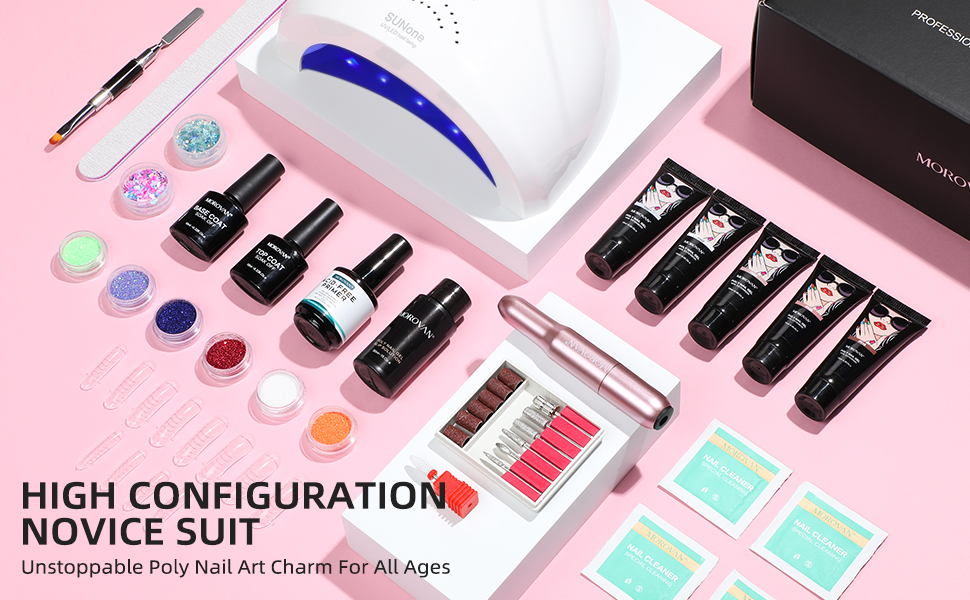 Morovan Poly Gel Nail Kit with Lamp and Drill Starter Kit