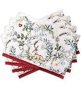 Maison d' Hermine Placemats Set of 4 100% Cotton Washable Cloth Place Mats, Reusable Table Mats f...