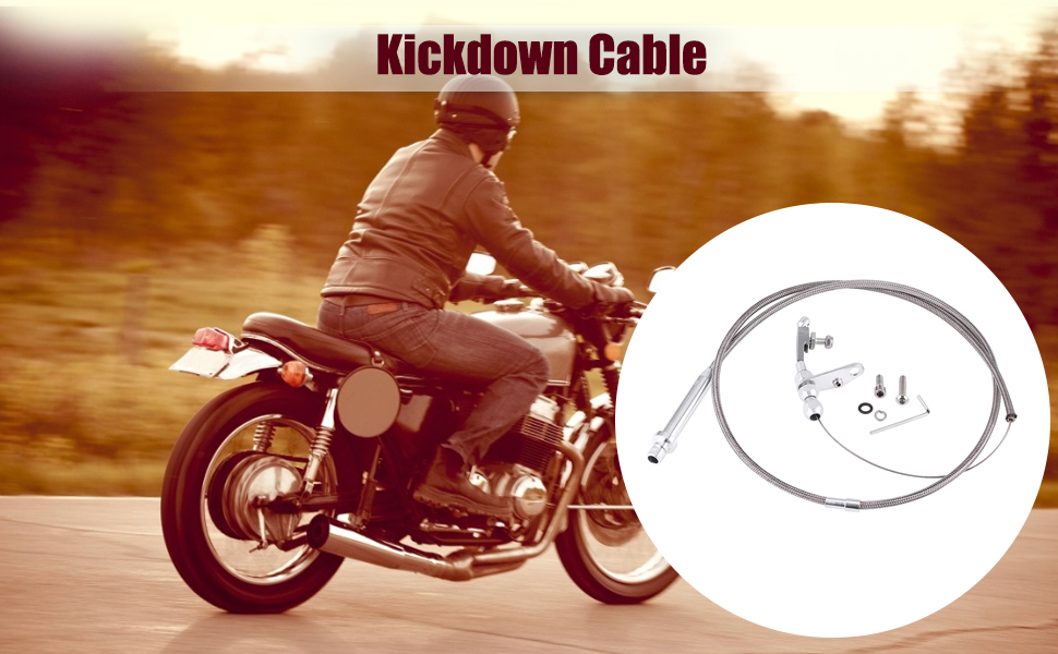 Keenso Th350 Kickdown Cable, Silver Stainless Steel Braided