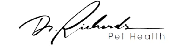 A handwritten signature logo that says Dr. Richards Pet Health