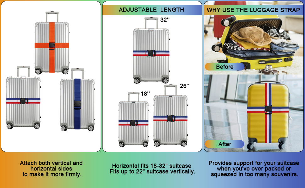 6PCS Luggage Straps and Tags Set,Suitcase Tags Set,Travel Adjustable