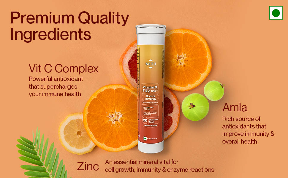 Setu Vitamin C Fizz 20 Effervescent Tablets (Pack of 1) Amla