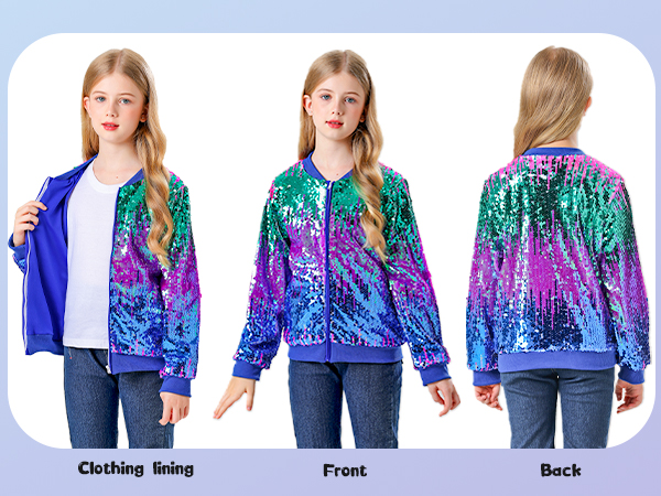 Amazon.com: Lovekider Gradient Blue Sequin Jacket for 4-5