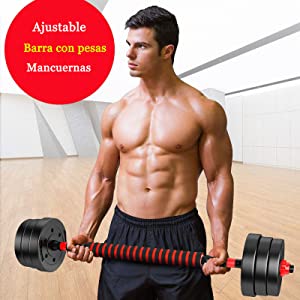 Haltere Musculation Reglable, Ensemble D'haltères Pour Hommes 2 En 1, Disque Musculation Dumbbells Barres Pour La Salle De Sport, Serrure De Sécurité+Avec Bielle,Noir 7